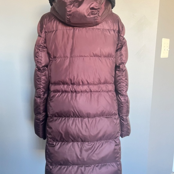 NWT Coach Quilted Long Puffer Coat Bordeaux Winter Jacket Maroon Faux Fur MEDIUM - Picture 5 of 14